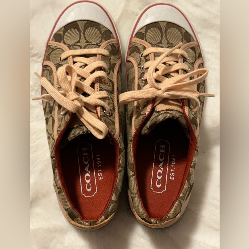 Coach Brown and Pink Patterned Sneakers